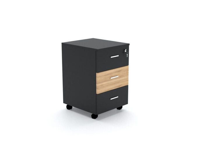 3 Drawer Mobile Wooden pedestal Cabinet Storage - Desk craft Office Furniture in Dubai