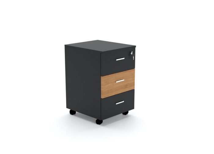 3 Drawer Mobile Wooden pedestal Cabinet Storage - Desk craft Office Furniture in Dubai