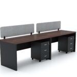ARCH Workstation Cluster of 2 in-Line Layout Wooden Base - Desk Craft Office Furniture Made in Dubai