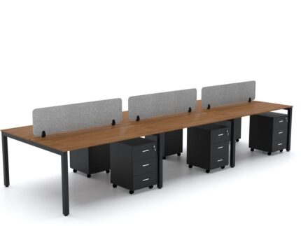 BELLA Workstation Cluster 6 Face Black Frame - Desk Craft Office Furniture in Dubai