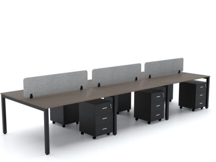 BELLA Workstation Cluster 6 Face Black Frame - Desk Craft Office Furniture in Dubai
