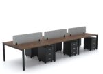 BELLA Workstation Cluster 6 Face Black Frame - Desk Craft Office Furniture in Dubai