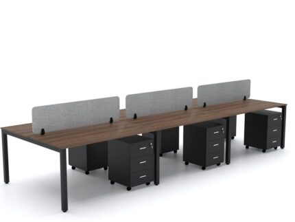 BELLA Workstation Cluster 6 Face Black Frame - Desk Craft Office Furniture in Dubai