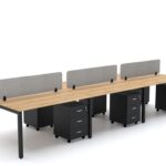 BELLA Workstation Cluster 6 Face Black Frame - Desk Craft Office Furniture in Dubai