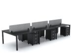 BELLA Workstation Cluster 6 Face Black Frame - Desk Craft Office Furniture in Dubai