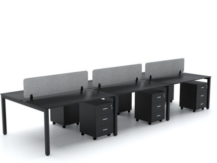BELLA Workstation Cluster 6 Face Black Frame - Desk Craft Office Furniture in Dubai