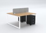 DIAMOND Workstation Cluster of 2 Face - White Frame Desk Craft Office furniture Dubai