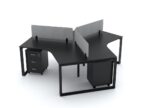DIAMOND Workstation Cluster of 3 Face to Face Black Frame - Desk Craft Office Furniture Made in Dubai