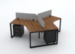 DIAMOND Workstation Cluster of 3 Face to Face Black Frame - Desk Craft Office Furniture Made in Dubai