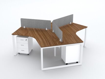 DIAMOND Workstation Cluster of 3 Face to Face White Frame - Desk Craft Office Furniture Made in Dubai