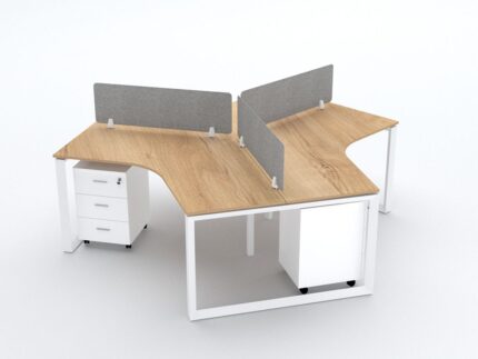 DIMAOND Workstation Cluster of 3 Face Black Frame Y-Shaped- Desk Craft Office Furniture Made in Dubai