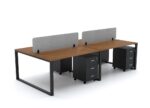 DIAMOND Workstation Cluster of 4 Face Black Frame Lincoln Walnut- Desk Craft office furniture Dubai (3)