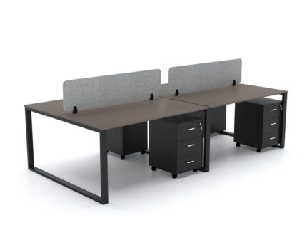 DIAMOND Workstation Cluster of 4 Face Black Frame Truffle Brown - Desk Craft office furniture Dubai