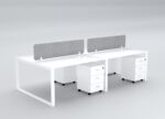 DIAMOND Workstation Cluster of 4 Face White Frame Premium White- Desk Craft Office Furniture Dubai