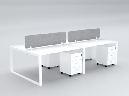 DIAMOND Workstation Cluster of 4 Face White Frame Premium White- Desk Craft Office Furniture Dubai