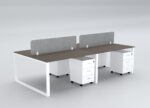 DIAMOND Workstation Cluster of 4 Face White Frame Truffle Brown- Desk Craft Office Furniture Dubai