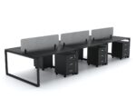 DIAMOND Workstation Cluster of 6 Face Black Frame - Desk Craft Office Furniture in Dubai
