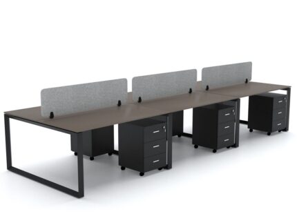 DIAMOND Workstation Cluster of 6 Face Black Frame - Desk Craft Office Furniture in Dubai