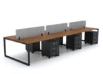 DIAMOND Workstation Cluster of 6 Face Black Frame - Desk Craft Office Furniture in Dubai