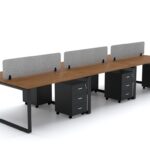 DIAMOND Workstation Cluster of 6 Face Black Frame - Desk Craft Office Furniture in Dubai