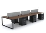 DIAMOND Workstation Cluster of 6 Face Black Frame - Desk Craft Office Furniture in Dubai