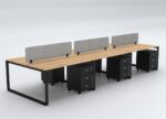 DIAMOND Workstation Cluster of 6 Face Black Frame - Desk Craft Office Furniture in Dubai