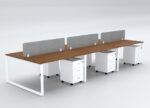 DIAMOND Workstation Cluster of 6 Face White Frame - Desk Craft Office Furniture in Dubai