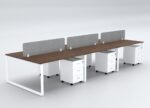 DIAMOND Workstation Cluster of 6 Face White Frame - Desk Craft Office Furniture in Dubai