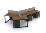DIMAOND Workstation Cluster of 5 Face Black Frame Y-Shaped- Desk Craft Office Furniture Made in Dubai