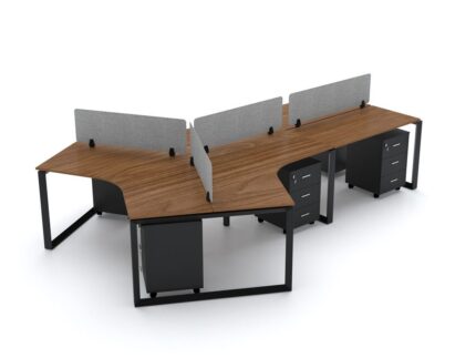DIMAOND Workstation Cluster of 5 Face Black Frame Y-Shaped- Desk Craft Office Furniture Made in Dubai