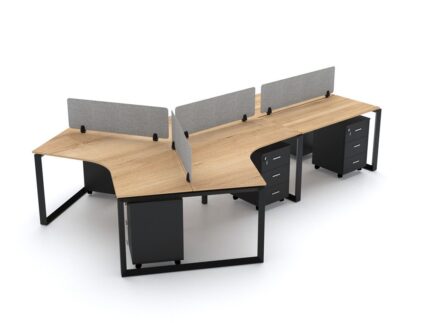 DIMAOND Workstation Cluster of 5 Face Black Frame Y-Shaped- Desk Craft Office Furniture Made in Dubai