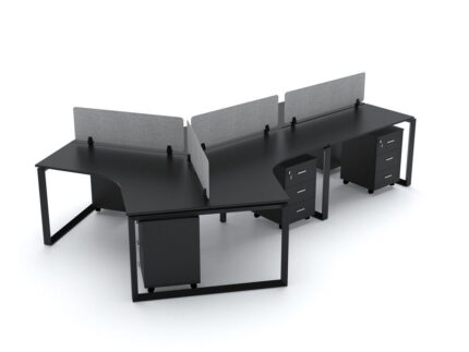 DIMAOND Workstation Cluster of 5 Face Black Frame Y-Shaped- Desk Craft Office Furniture Made in Dubai