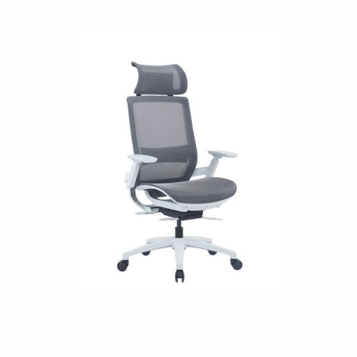 Darts White Frame Grey Mesh Ergonomic Chair - Desk Craft Office furniture in Dubai