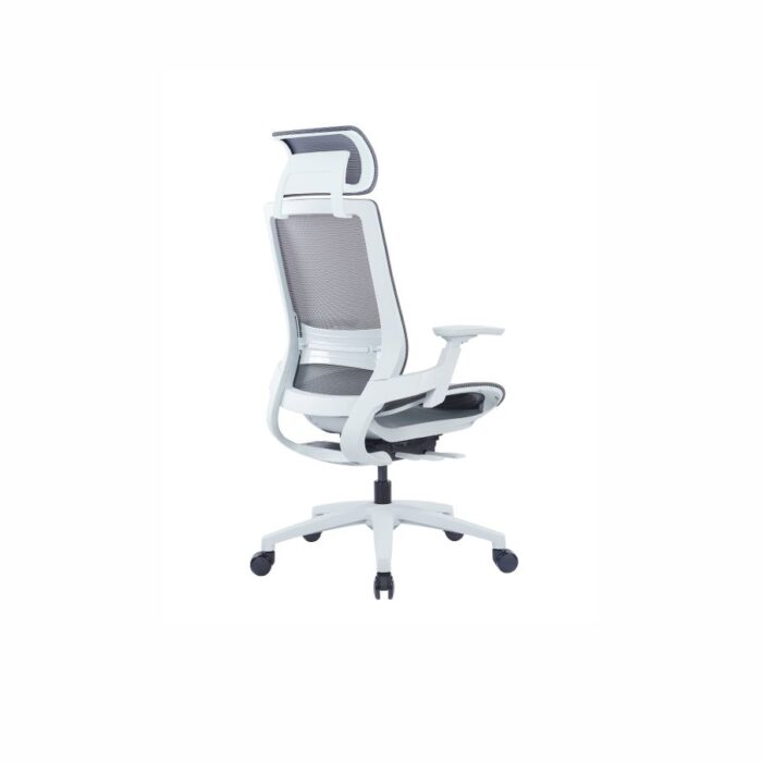 Darts White Frame Grey Mesh Ergonomic Chair - Desk Craft Office furniture in Dubai