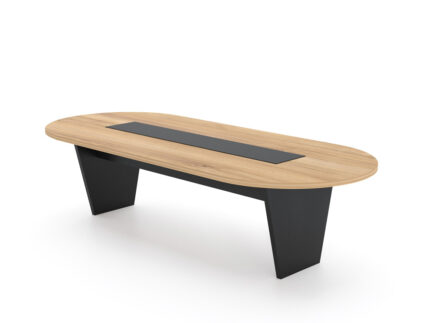 XEN Rounded Corner Meeting Table - wood and dark Grey- Desk-craft office furniture Dubai UAE