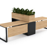 Avan Workstation Cluster of 2 with Planter Box White Side Planter Cabinet - Desk-Craft Office Furniture Dubai UAE