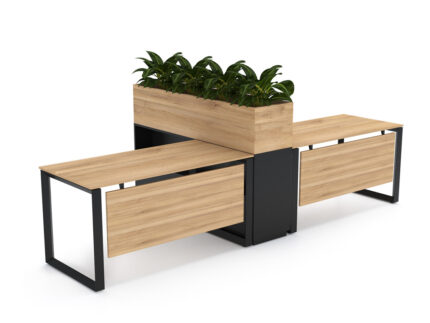 Avan Workstation Cluster of 2 with Planter Box White Side Planter Cabinet - Desk-Craft Office Furniture Dubai UAE