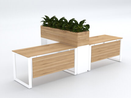 Avan Workstation Cluster of 2 with Planter Box White Side Planter Cabinet - Desk-Craft Office Furniture Dubai UAE