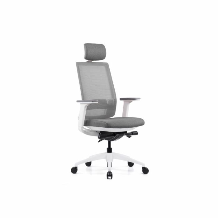 VIX-a White Frame Grey Mesh Chair - Desk Craft Office Furniture Dubai