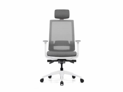 VIX-a White Frame Grey Mesh Chair - Desk Craft Office Furniture Dubai