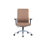 CHARLTON BROWN Mid Back Ergonomic Leather Chair - Desk Craft Office Furniture in Dubai