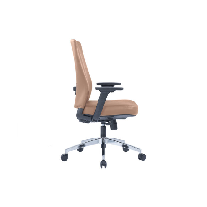 CHARLTON BROWN Mid Back Ergonomic Leather Chair - Desk Craft Office Furniture in Dubai