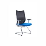 WORKON White Frame Blue Fabric Mesh Visitor Chair - Desk Craft waiting area office chairs in Dubai