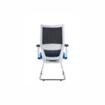 WORKON White Frame Blue Fabric Mesh Visitor Chair - Desk Craft waiting area office chairs in Dubai