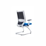 WORKON White Frame Blue Fabric Mesh Visitor Chair - Desk Craft waiting area office chairs in Dubai