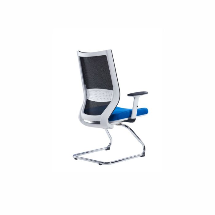 WORKON White Frame Blue Fabric Mesh Visitor Chair - Desk Craft waiting area office chairs in Dubai