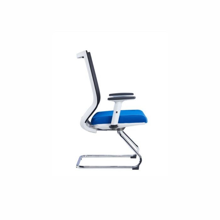 WORKON White Frame Blue Fabric Mesh Visitor Chair - Desk Craft waiting area office chairs in Dubai
