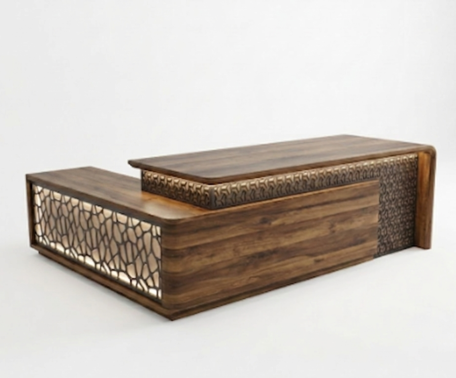 Elite Executive Series: Modern Walnut L-Shaped Desk Elite Executive Series: Modern Walnut L-Shaped Desk