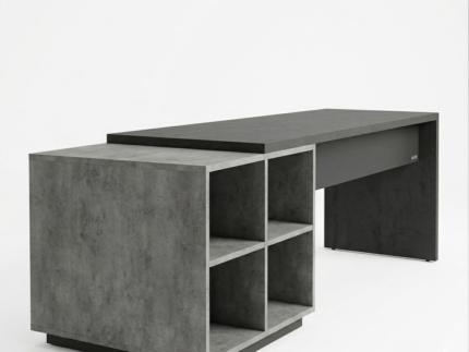 Industrial concrete texture executive desk by Desk-Craft