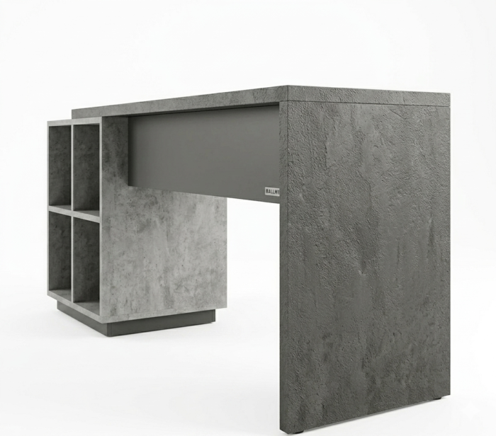 Modern executive desk with open shelving unit - Desk-Craft